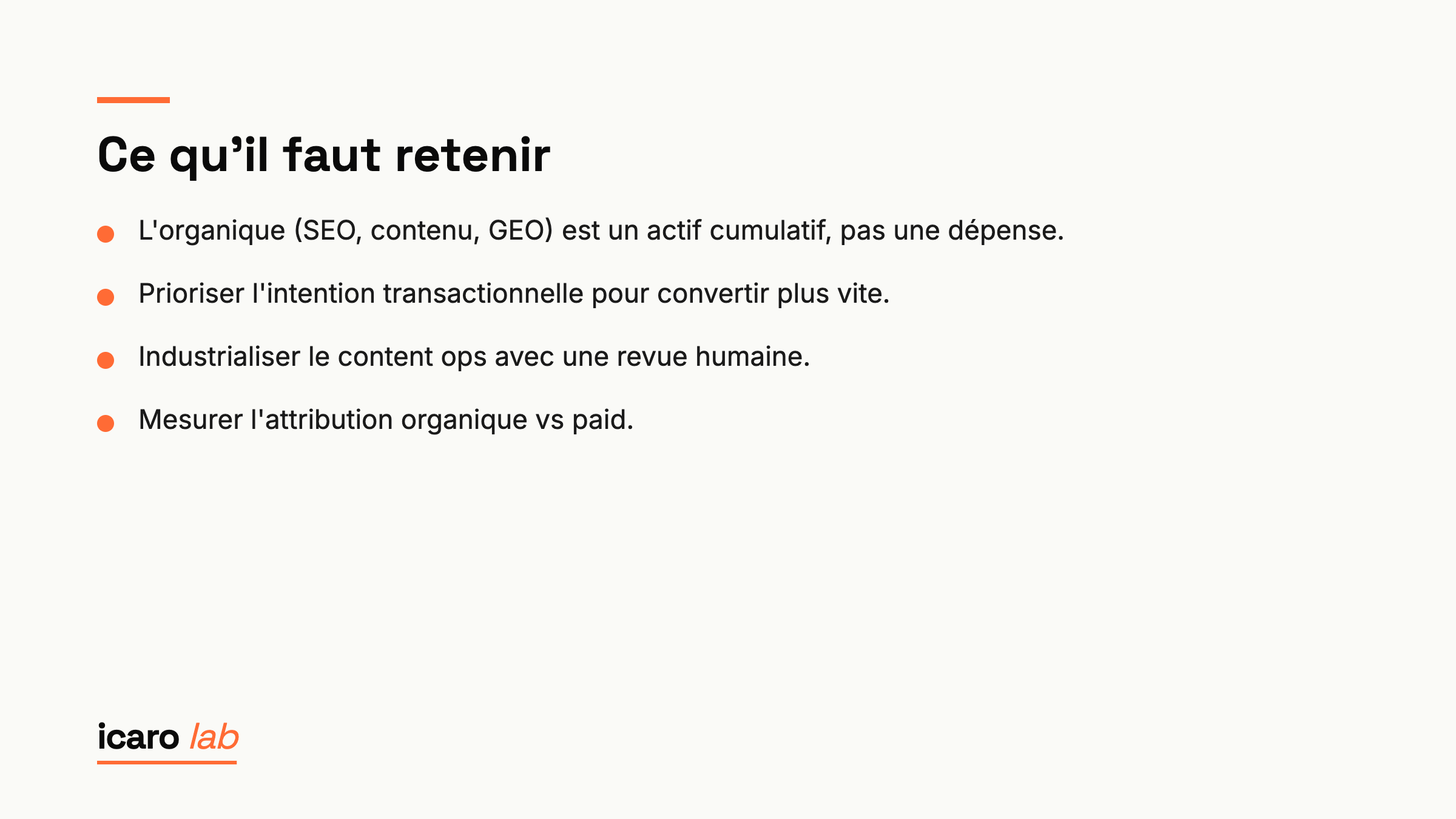 Points clés : Acquisition organique : un canal qui ne dépend pas des plateformes