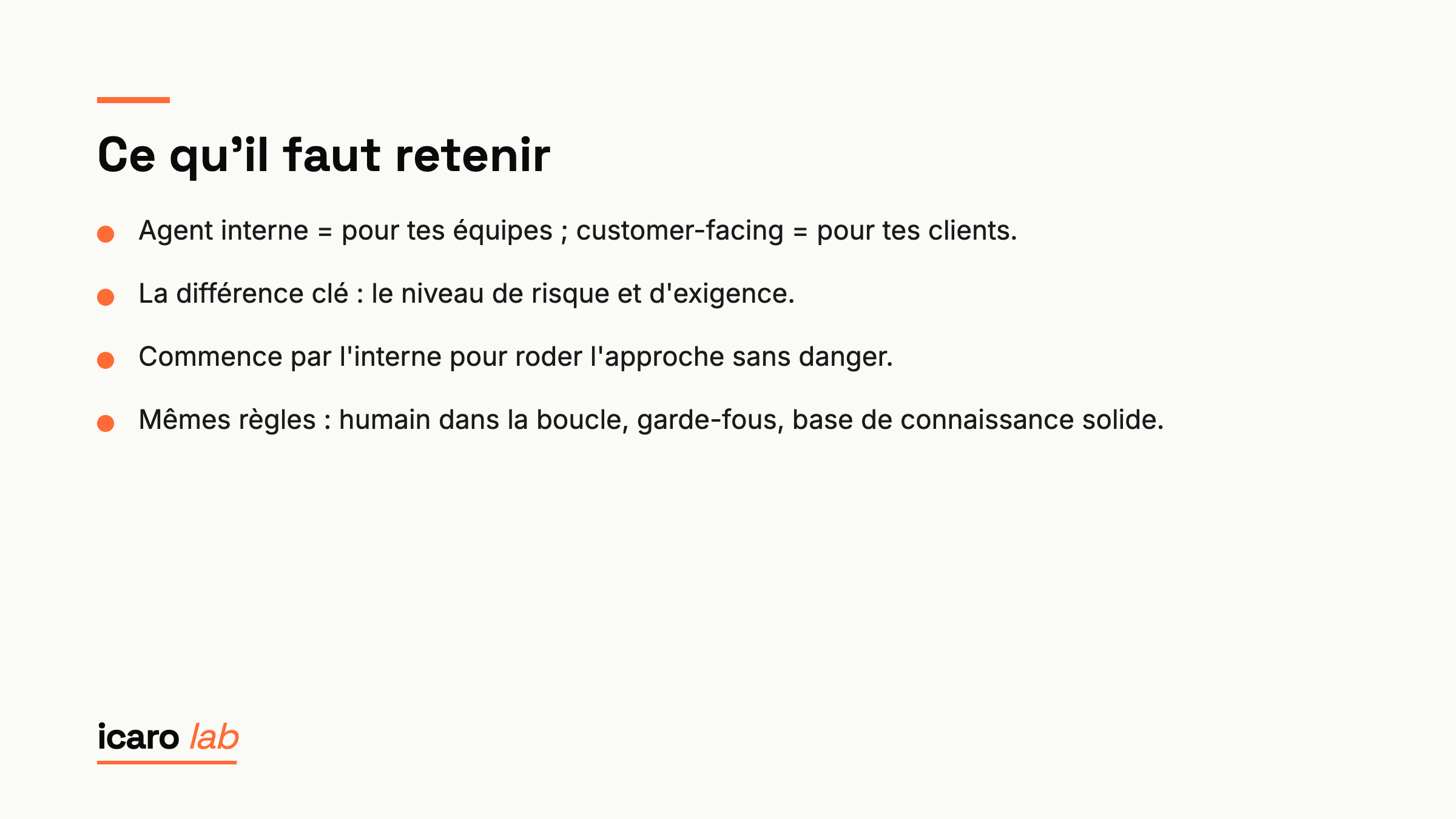 Points clés : Agents IA internes vs customer-facing : définitions et déploiement