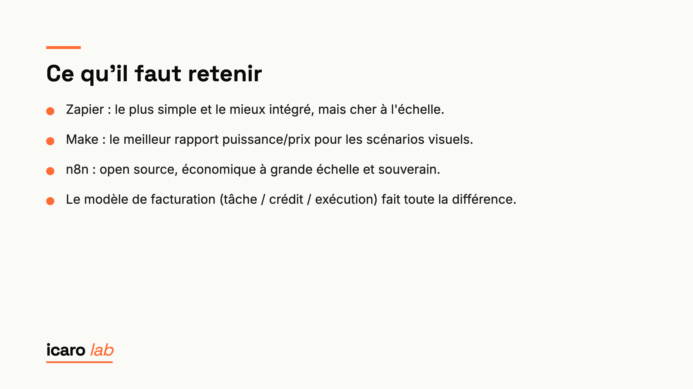 Points clés : n8n vs Make vs Zapier : quel outil choisir en 2026 ?